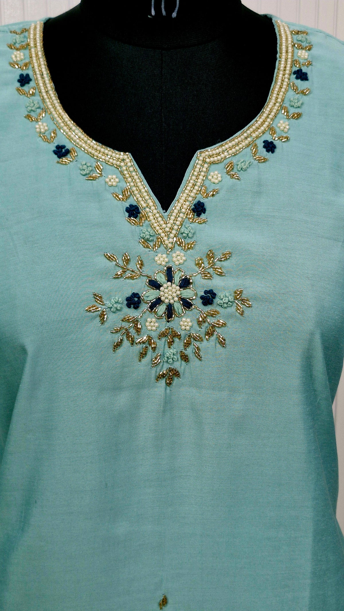 "Aqua Serenity" - Elegant Embroidered Kurta Set