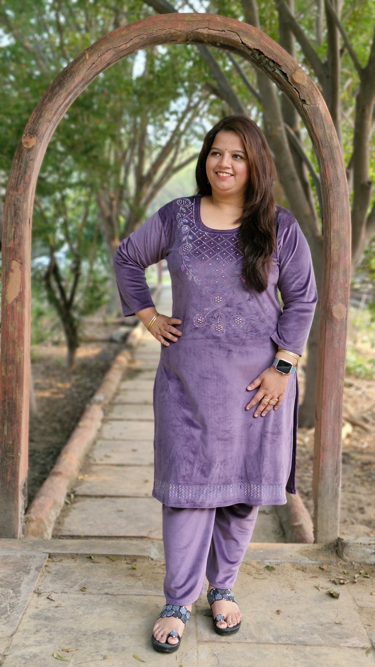 Luxurious Purple Velvet Three-Piece Suit