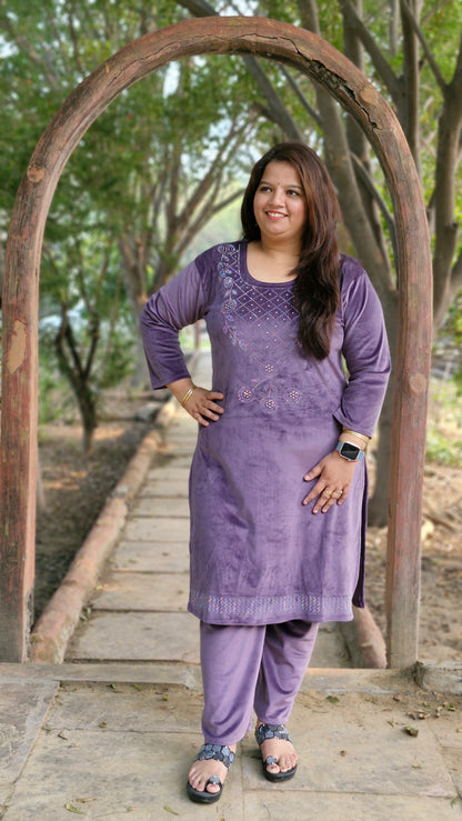Luxurious Purple Velvet Three-Piece Suit