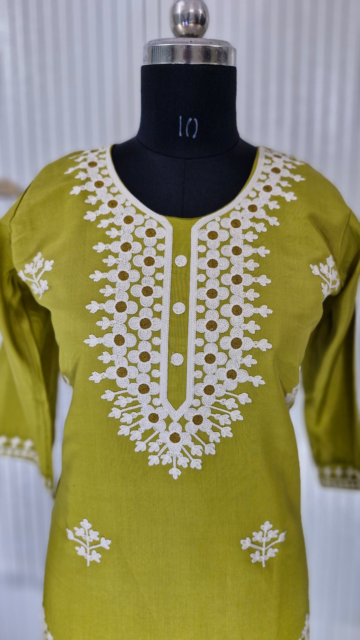 Sunny Lime Dola Silk Embroidered Suit Set