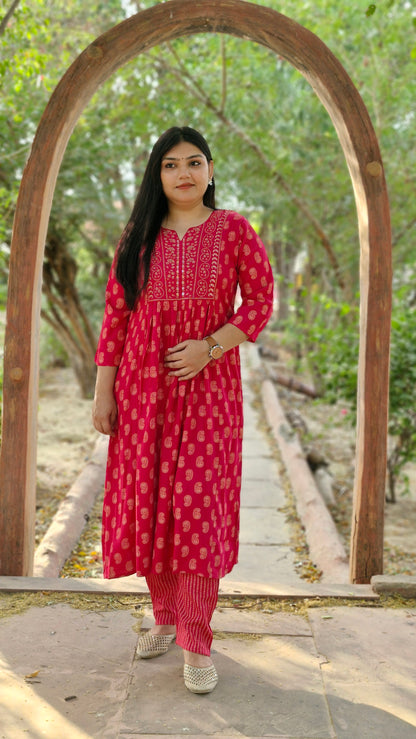 Magenta Bloom Printed Anarkali Suit Set