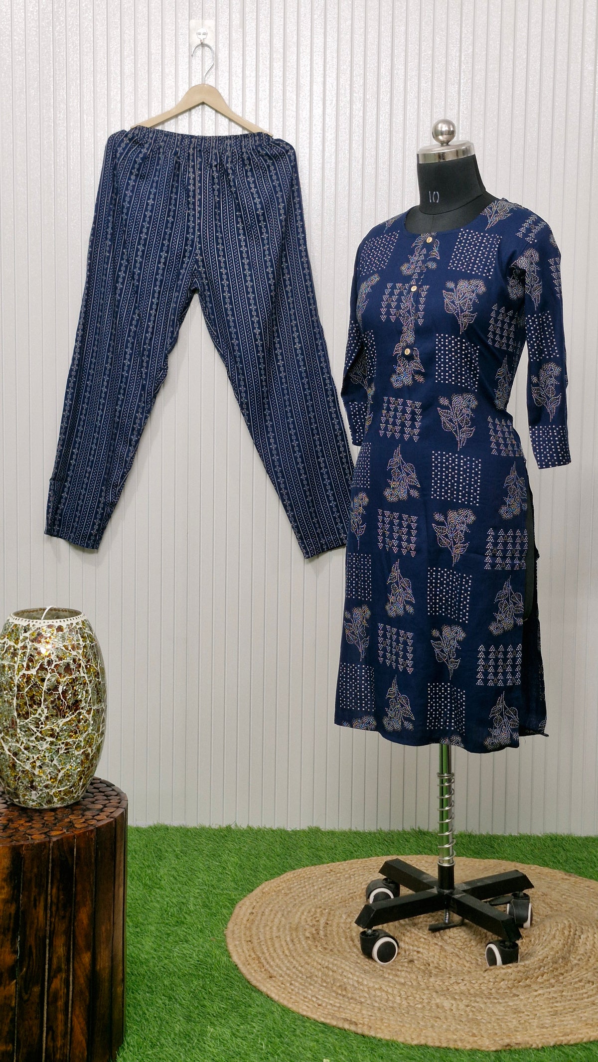 Indigo Tapestry Block Print Cord Set