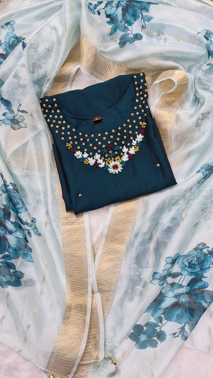 Dark green Embroidered Suit Set