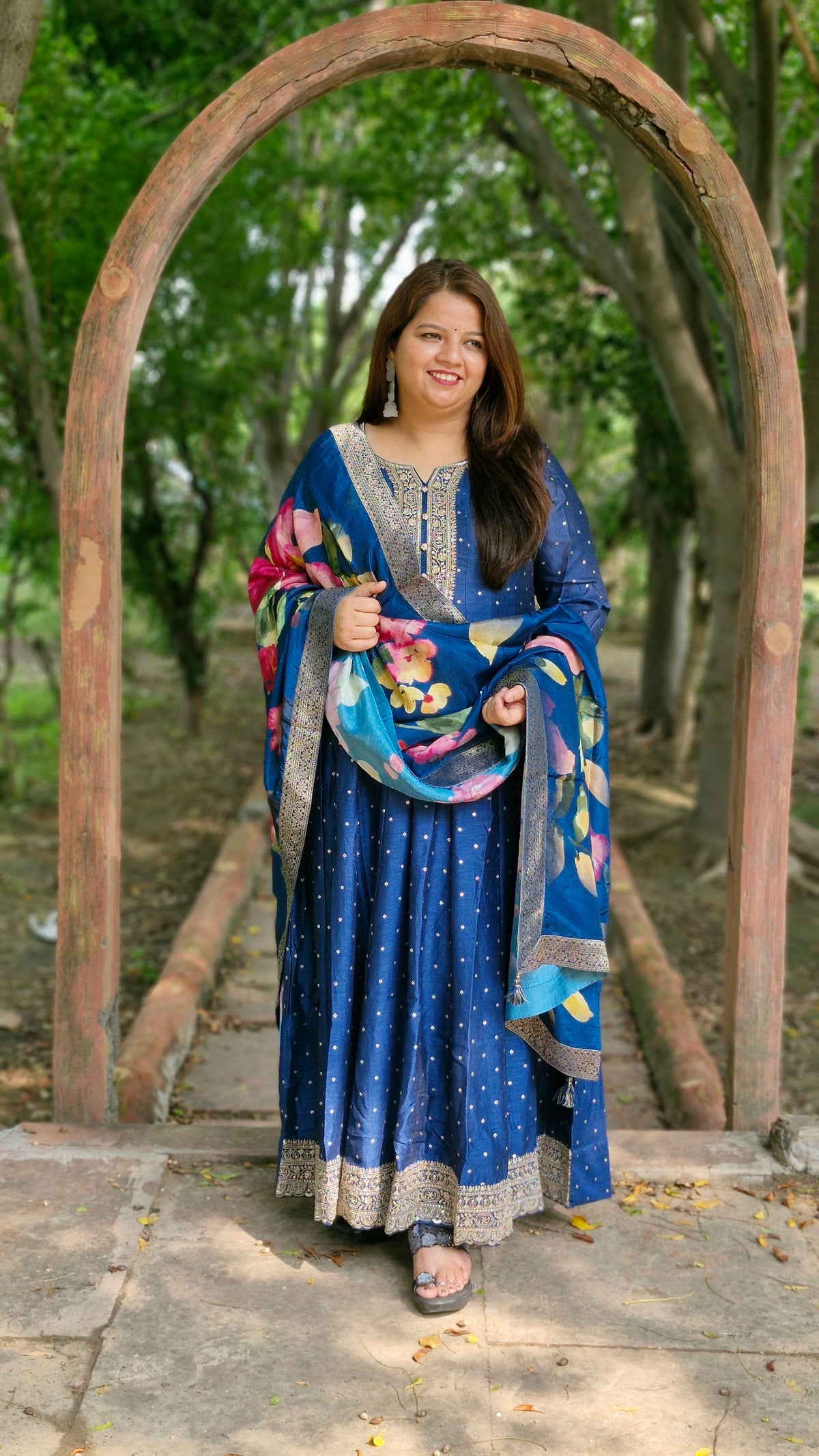 Royal Blue Embroidered Anarkali Suit – Two Piece Premium Set