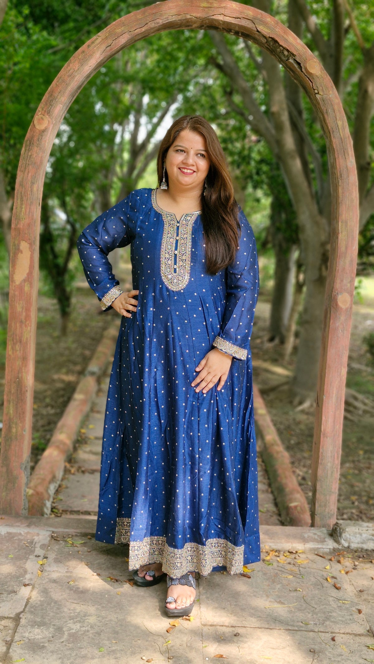 Royal Blue Embroidered Anarkali Suit – Two Piece Premium Set