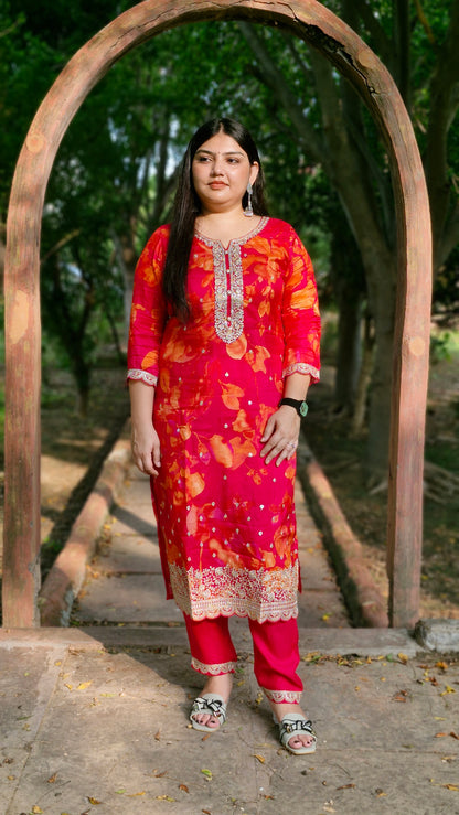 Gulnaar Grace – Premium Silk Embroidered Three-Piece Suit Set
