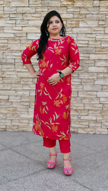 Magenta Floral Elegance Suit Set