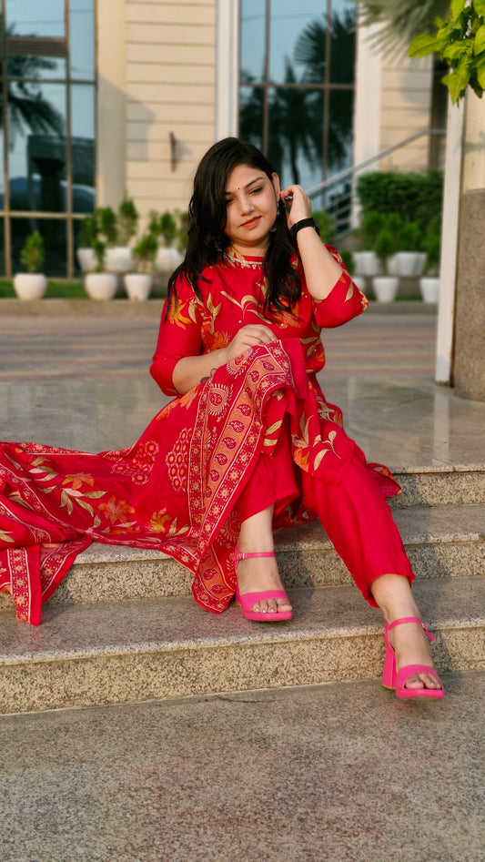 Magenta Floral Elegance Suit Set