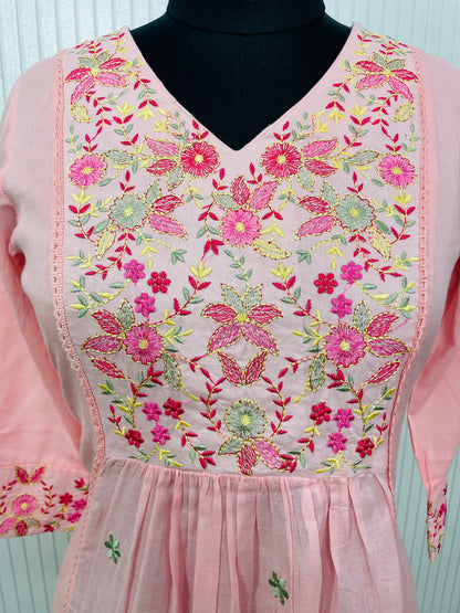 Malmal Cotton Light Pink Embroidered Suit Set