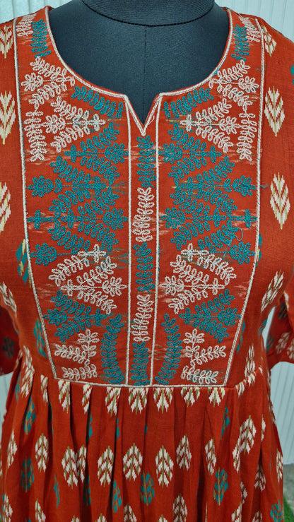 Orange Bloom Printed Anarkali Suit Set