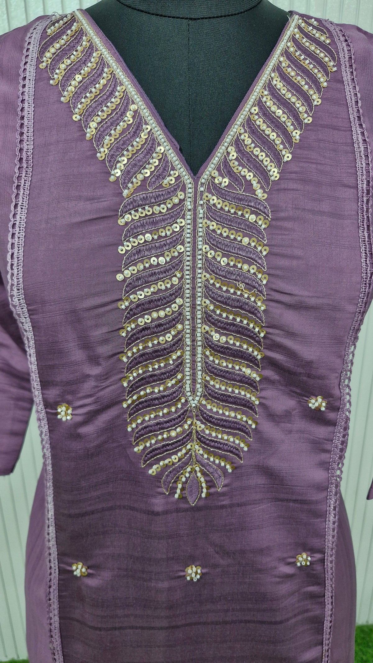 Lavender Dream dola silk Embroidered Suit Set
